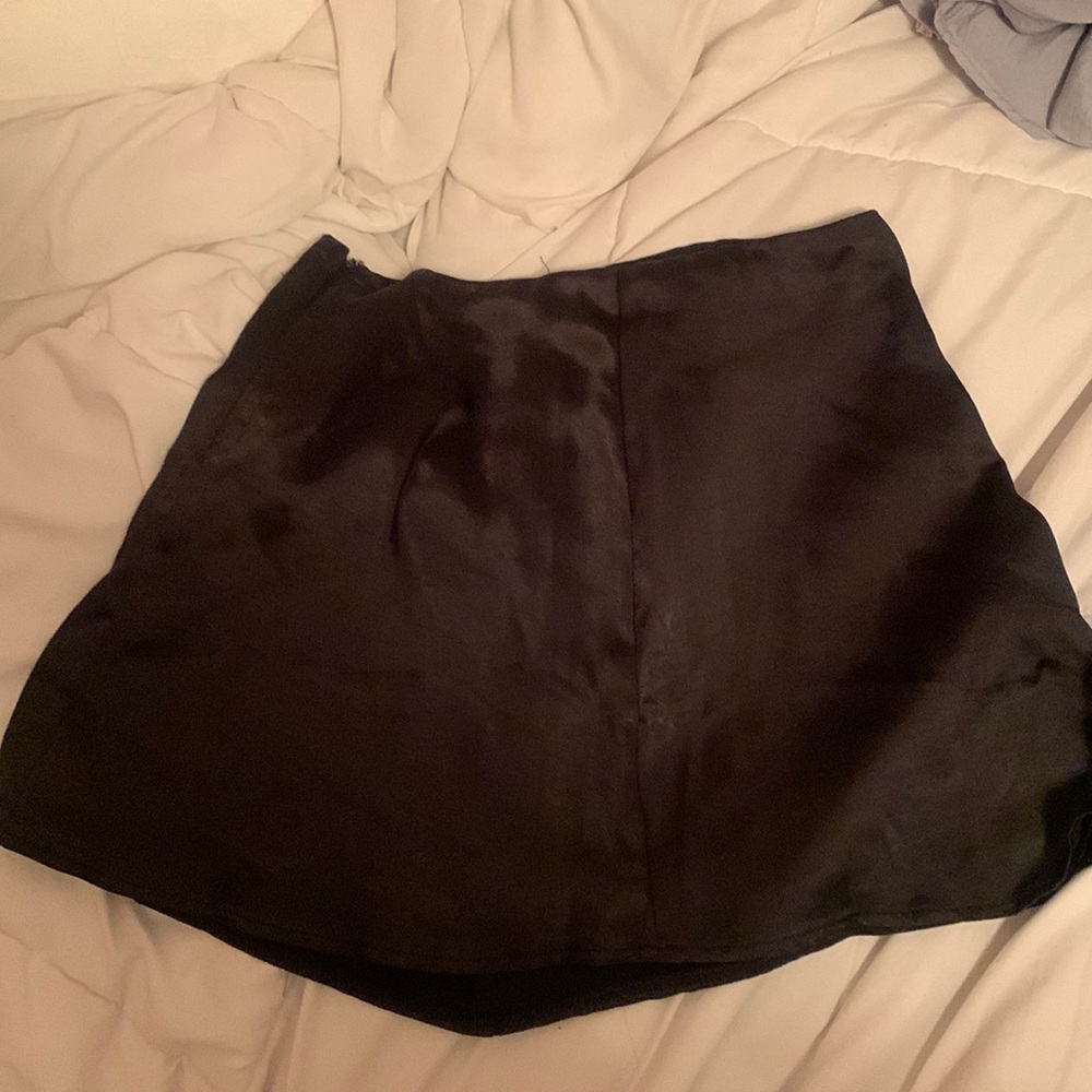 White Fox Black satin mini skirt